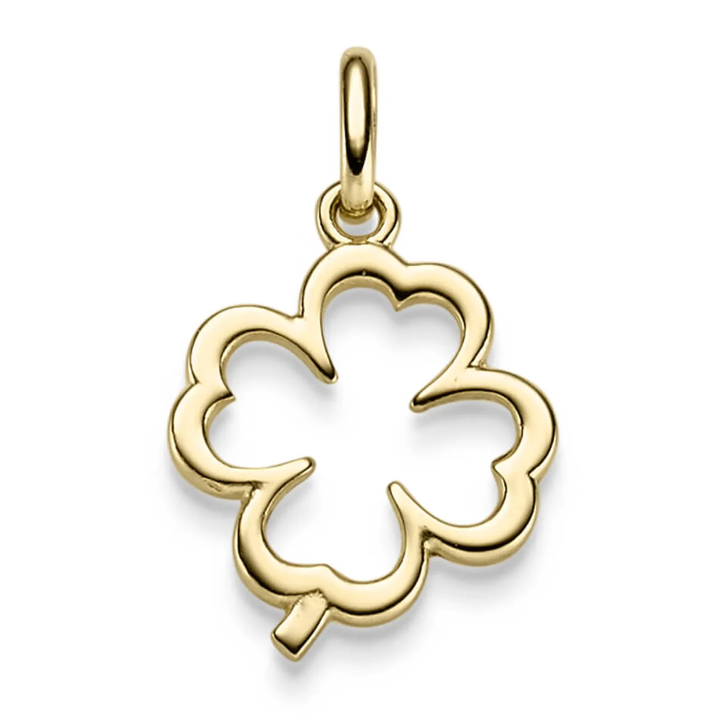 Anhänger Kleeblatt 15,5x25mm Silhouette 585 Gold Gelbgold schlciht glänzend
