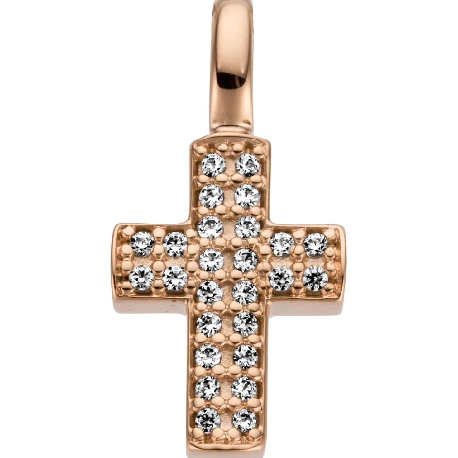 Anhänger kleines Kreuz 15x7,4mm 585 Gold Rotgold 26 Diamant- Brillanten 0,08ct.