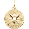 Anhänger Kompass Windrose aus 375 Gold Gelbgold teilmattiert 14x12,2mm