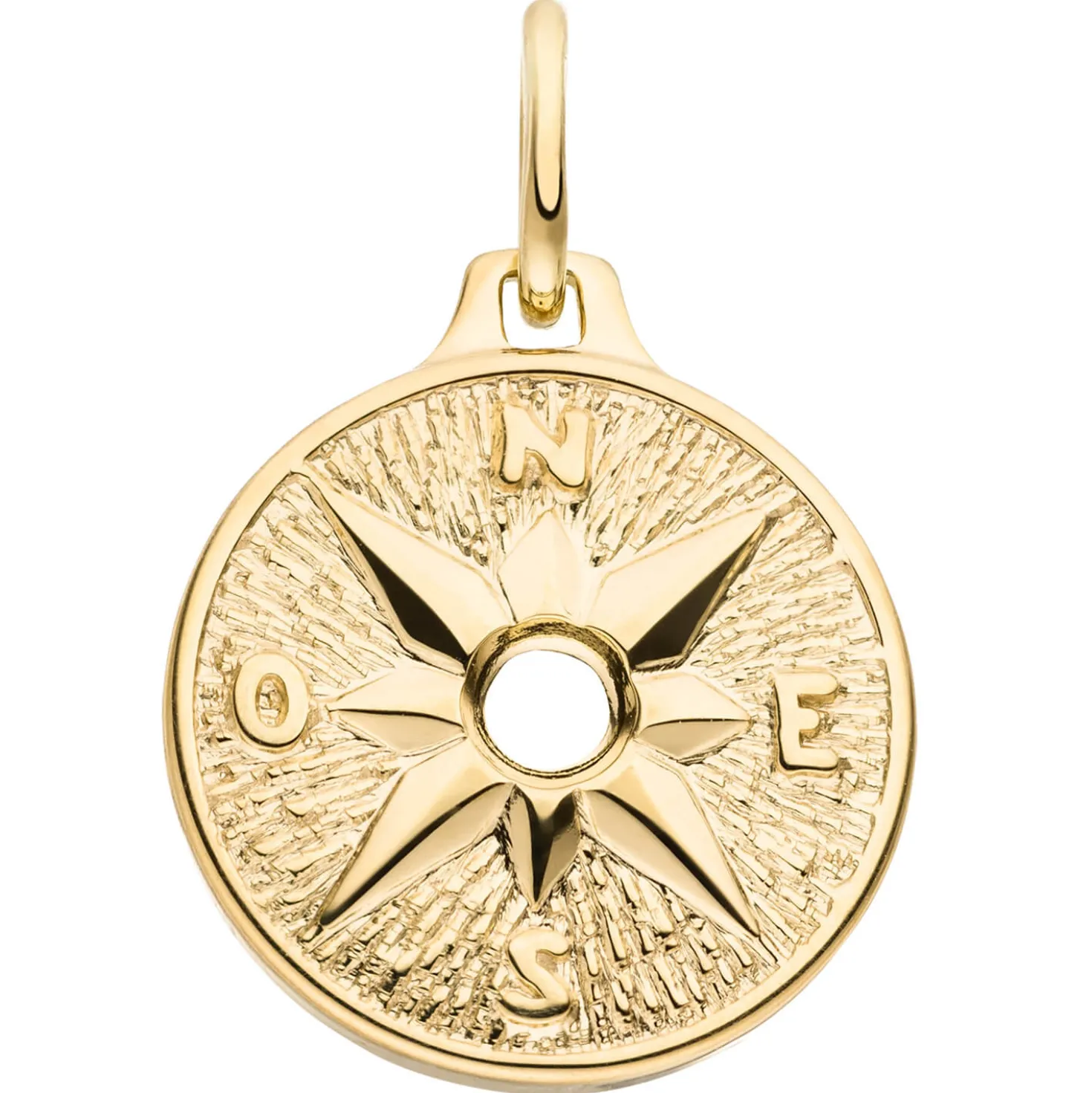 Anhänger Kompass Windrose aus 375 Gold Gelbgold teilmattiert 14x12,2mm