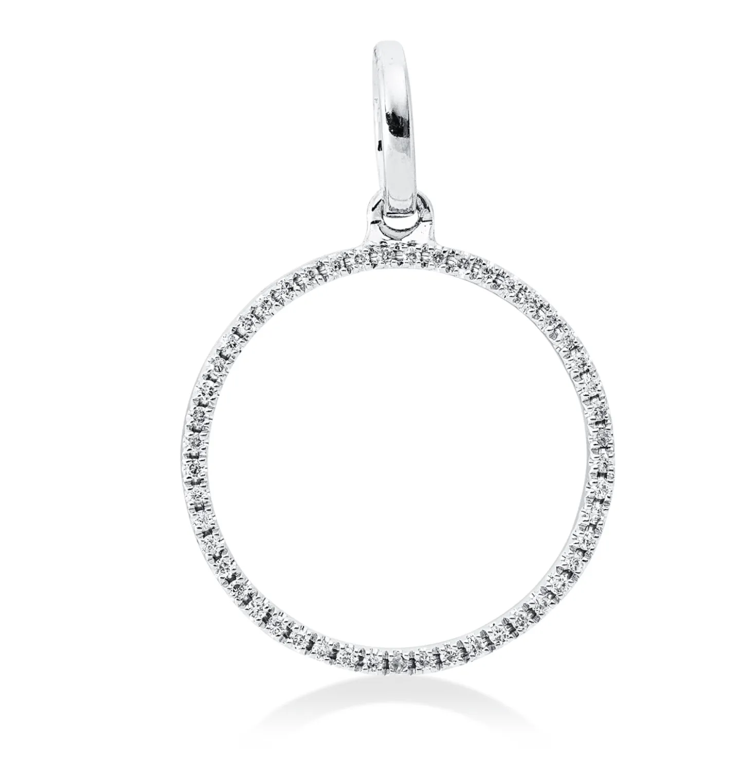 Anhänger Kreis aus 750 Gold Weißgold 49 Brillanten 0,06ct TW-SI 20x14mm mit Öse