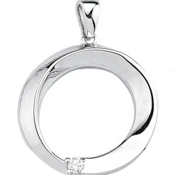 Anhänger Kreis aus 925 Silber rund mit Zirkonia weiß Ø 21,3mm Halsschmuck