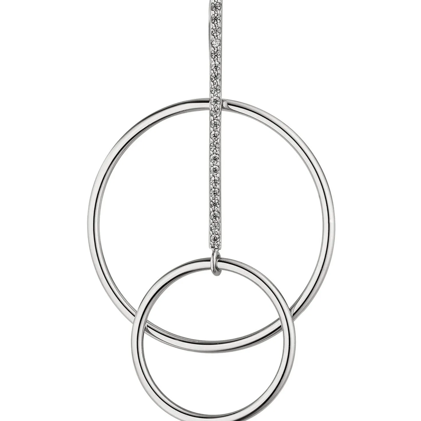 Anhänger Kreise mit Stab 21 Zirkonia weiß 925 Silber rhodiniert 50,7x29,8mm