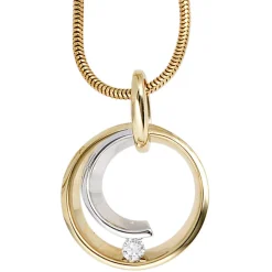 Anhänger Kreis mit Diamant 0.1Ct W/SI Brillant 585 Gold Gelbgold Weißgold