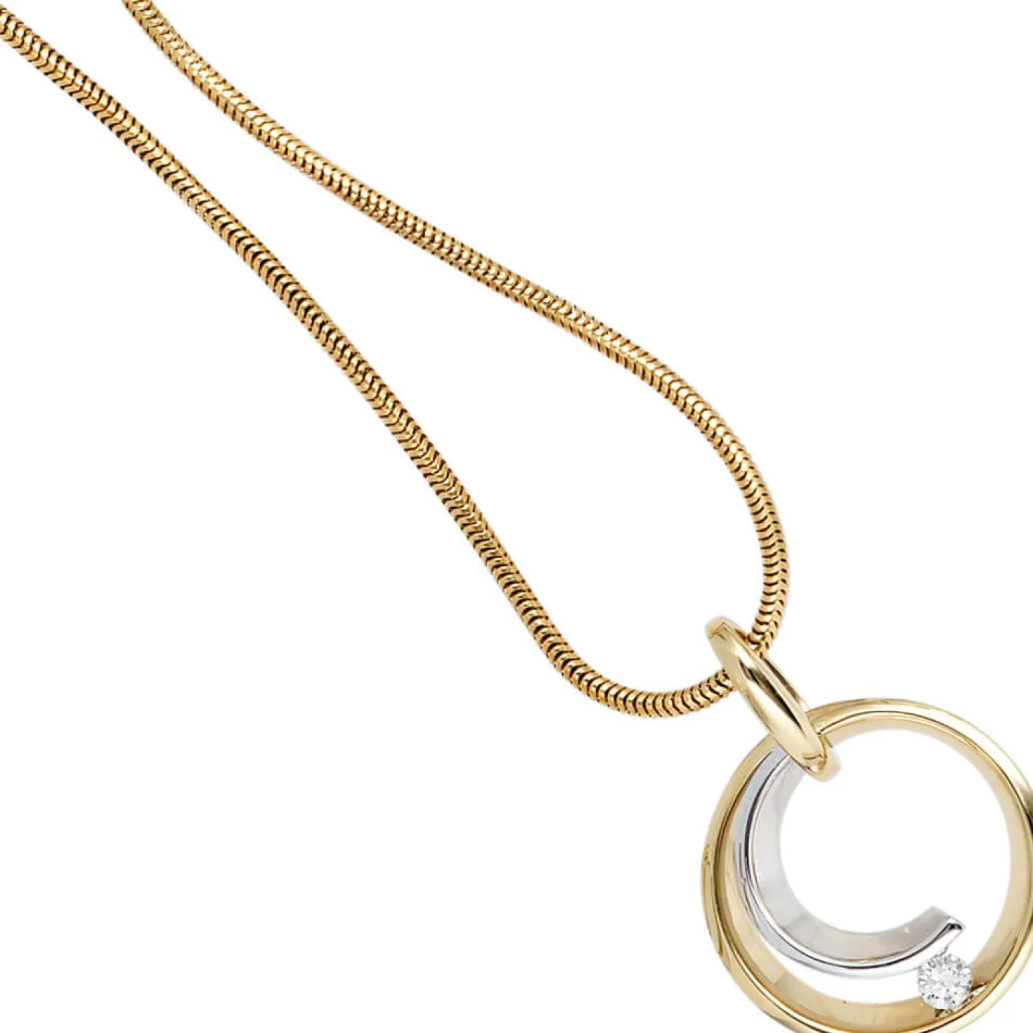 Anhänger Kreis mit Diamant 0.1Ct W/SI Brillant 585 Gold Gelbgold Weißgold