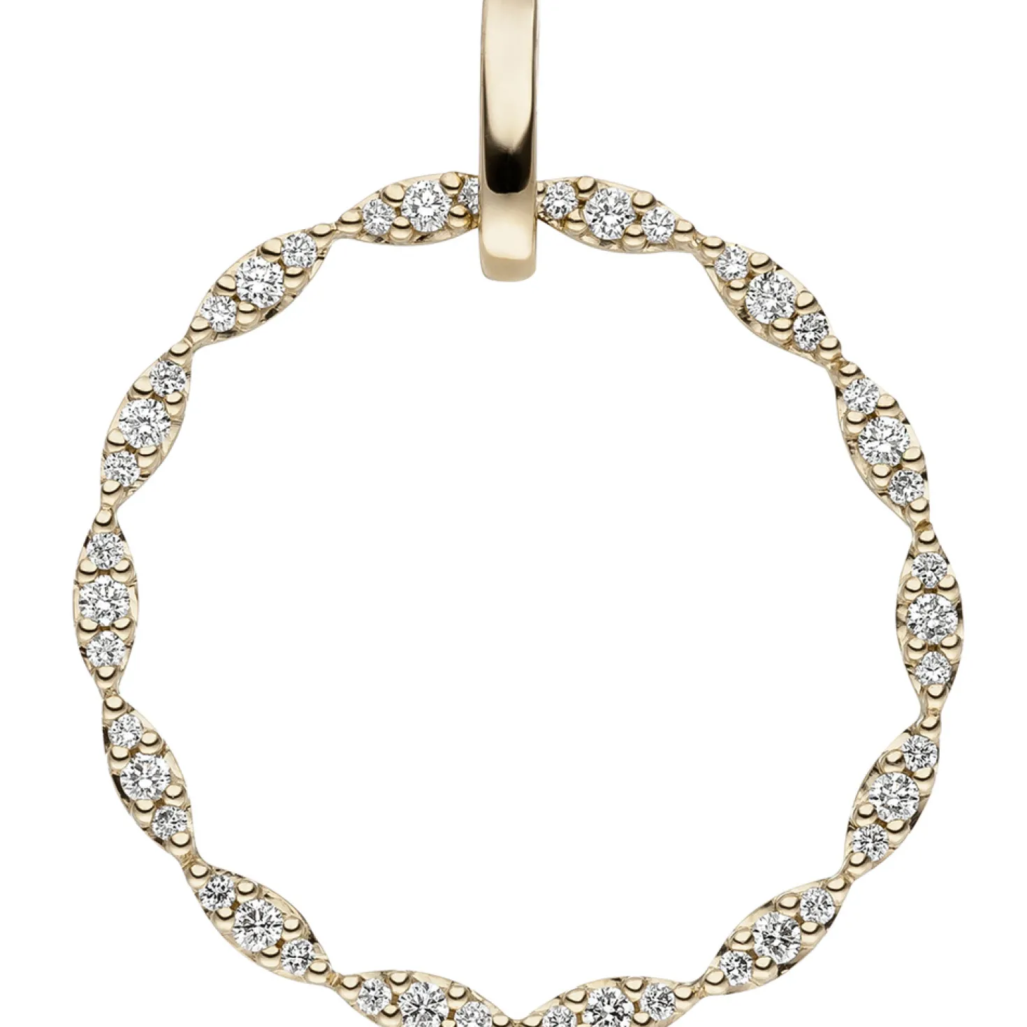Anhänger Kreis mit 42 Diamanten 0.26Ct W/SI Brillanten rund 585 Gold Gelbgold