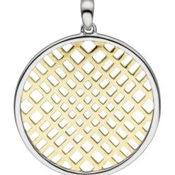 Anhänger Kreis mit Netz-Muster aus 925 Silber bicolor vergoldet Ø25,4mm rund