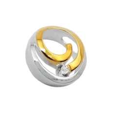 Anhänger Kreis mit Spirale und Zirkonia 11,5mm aus 925 Silber teilvergoldet