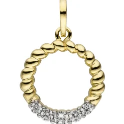 Anhänger Kreis mit 5 Zirkonia weiß 333 Gold Gelbgold Ø14,9mm Halsschmuck Damen