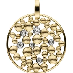 Anhänger Kreis Ø 23,4mm 6 Brillanten 0.13Ct 585 Gelbgold Tropfen-Muster