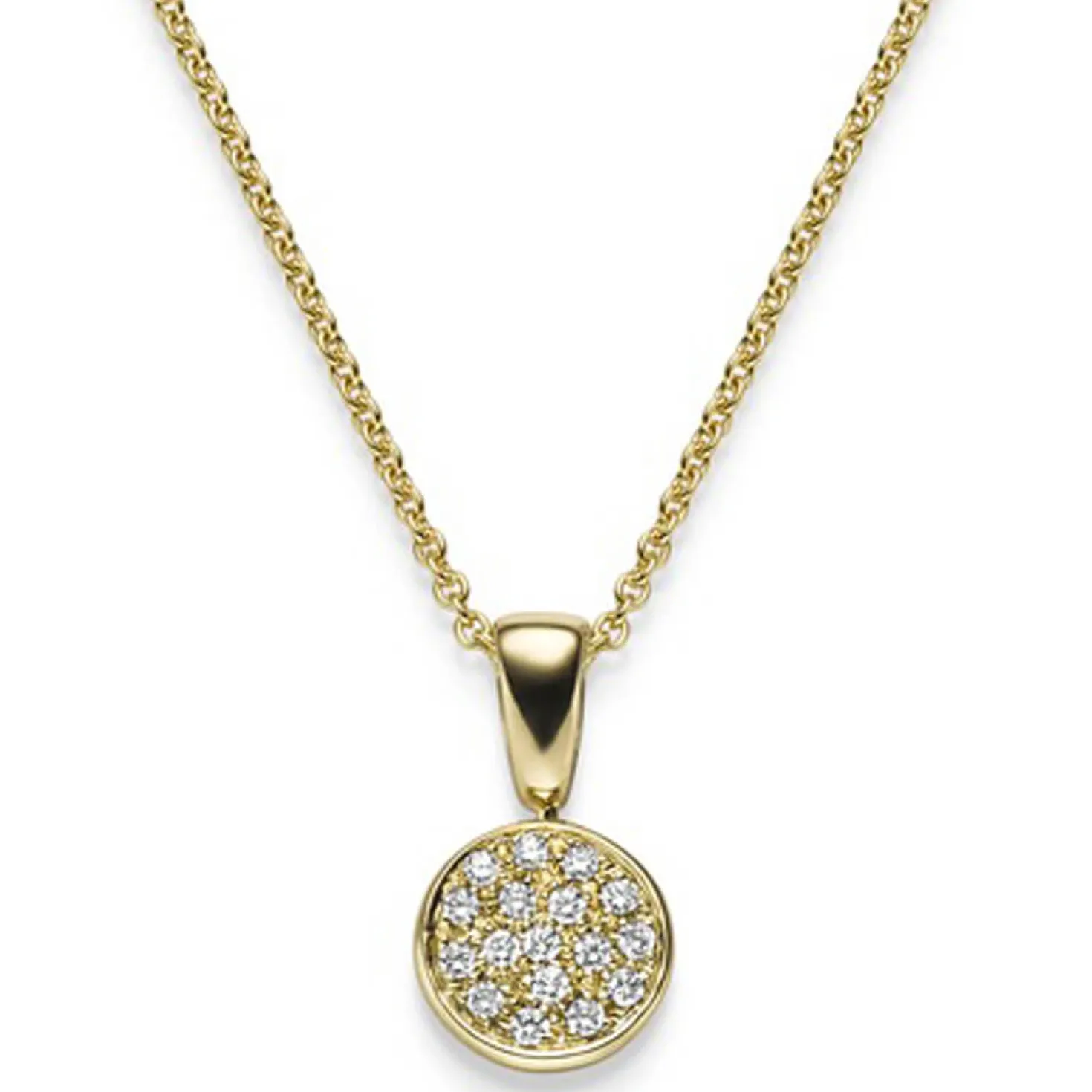 Anhänger Kreis Ø10mm 585 Gold Gelbgold mit 17 Diamanten Brillanten 0,25ct TW-SI