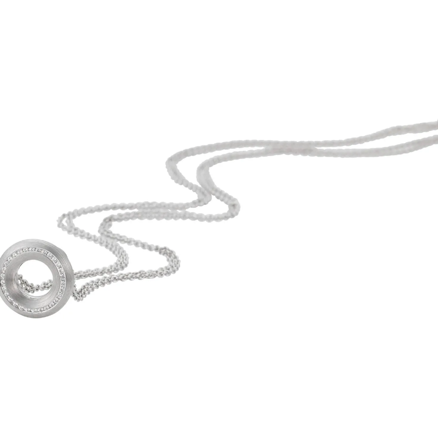 Anhänger Kreis Ø 16,7mm 585 Gold Weißgold mattiert 30 Diamanten 0,195 Ct. W-SI
