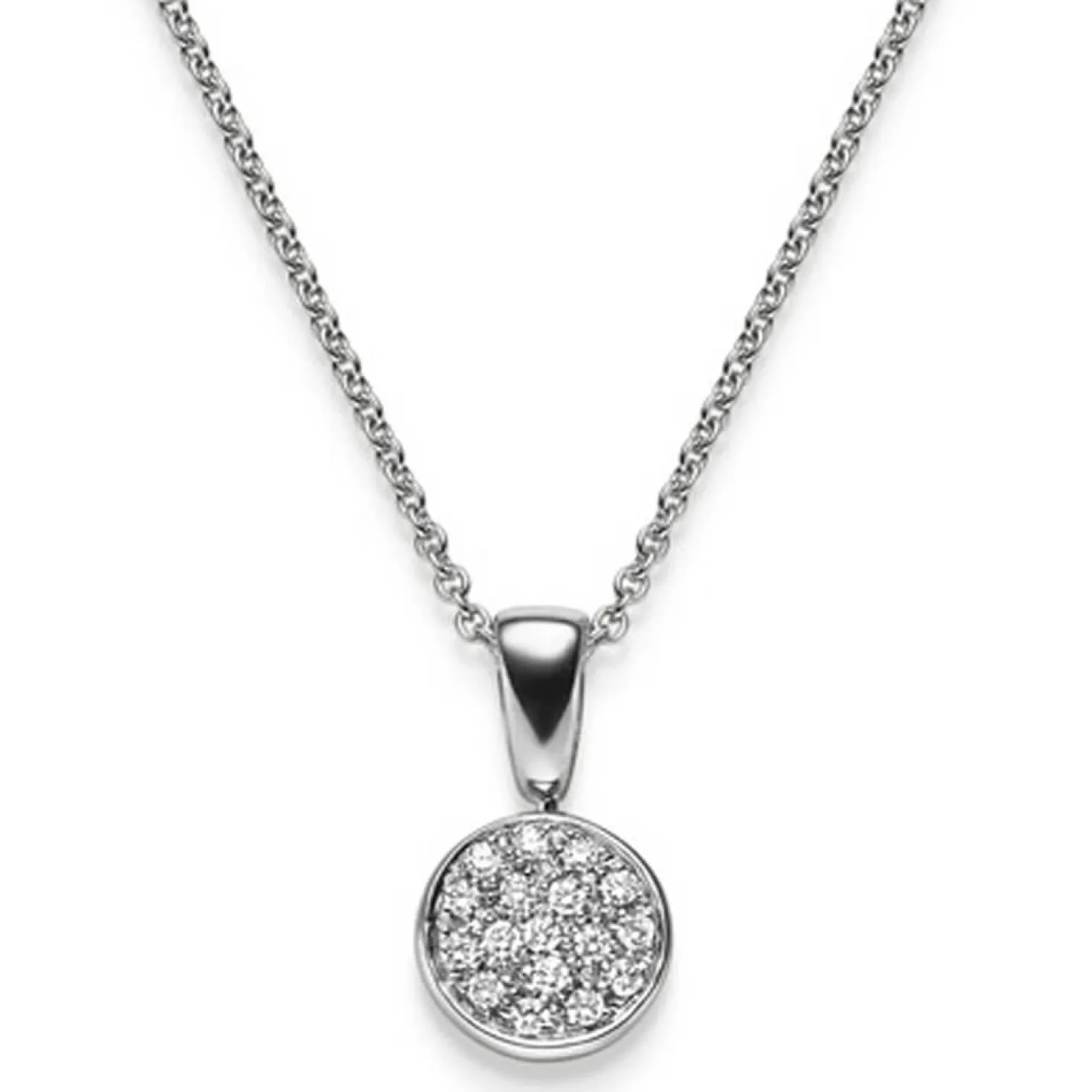 Anhänger Kreis Ø10mm 585 Gold Weißgold mit 17 Diamanten 0,25ct TW-SI
