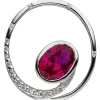 Anhänger Kreis Zirkonia rot oval facettiert 925 Silber rhodiniert 20,1x18,2mm