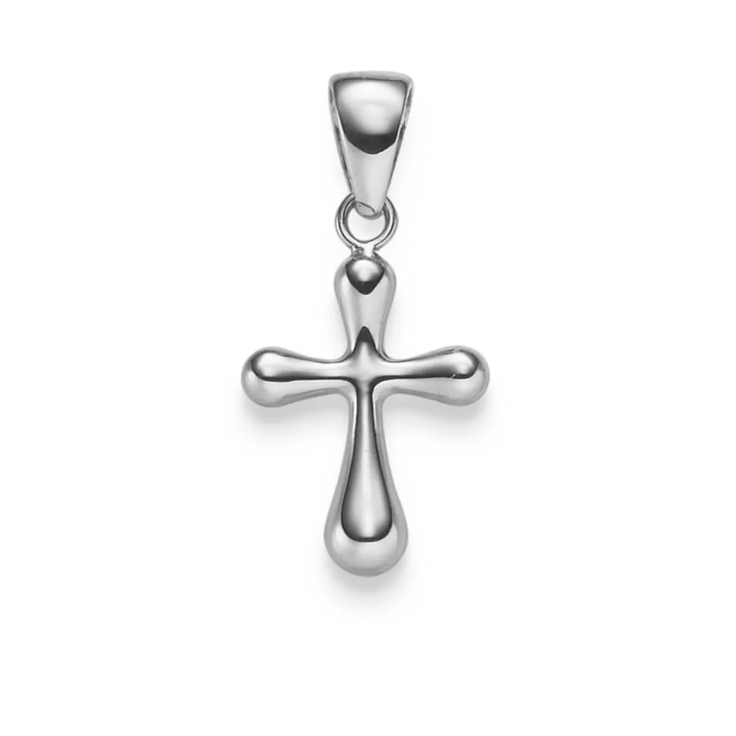 Anhänger Kreuz abgerundet 23,5x12mm aus 585 Gold Weißgold glänzend
