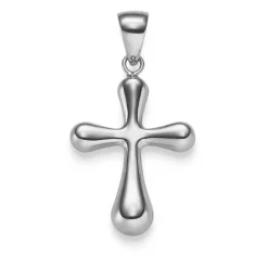 Anhänger Kreuz abgerundet 31,5x17mm aus 585 Gold Weißgold glänzend