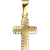 Anhänger Kreuz am Rand diamantiert, 14,1x9mm, 585 Gelbgold matt Kreuzanhänger