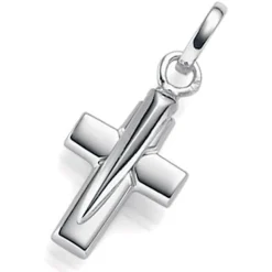 Anhänger Kreuz aus 585 Echt Gold Weißgold 13x30mm Halsschmuck