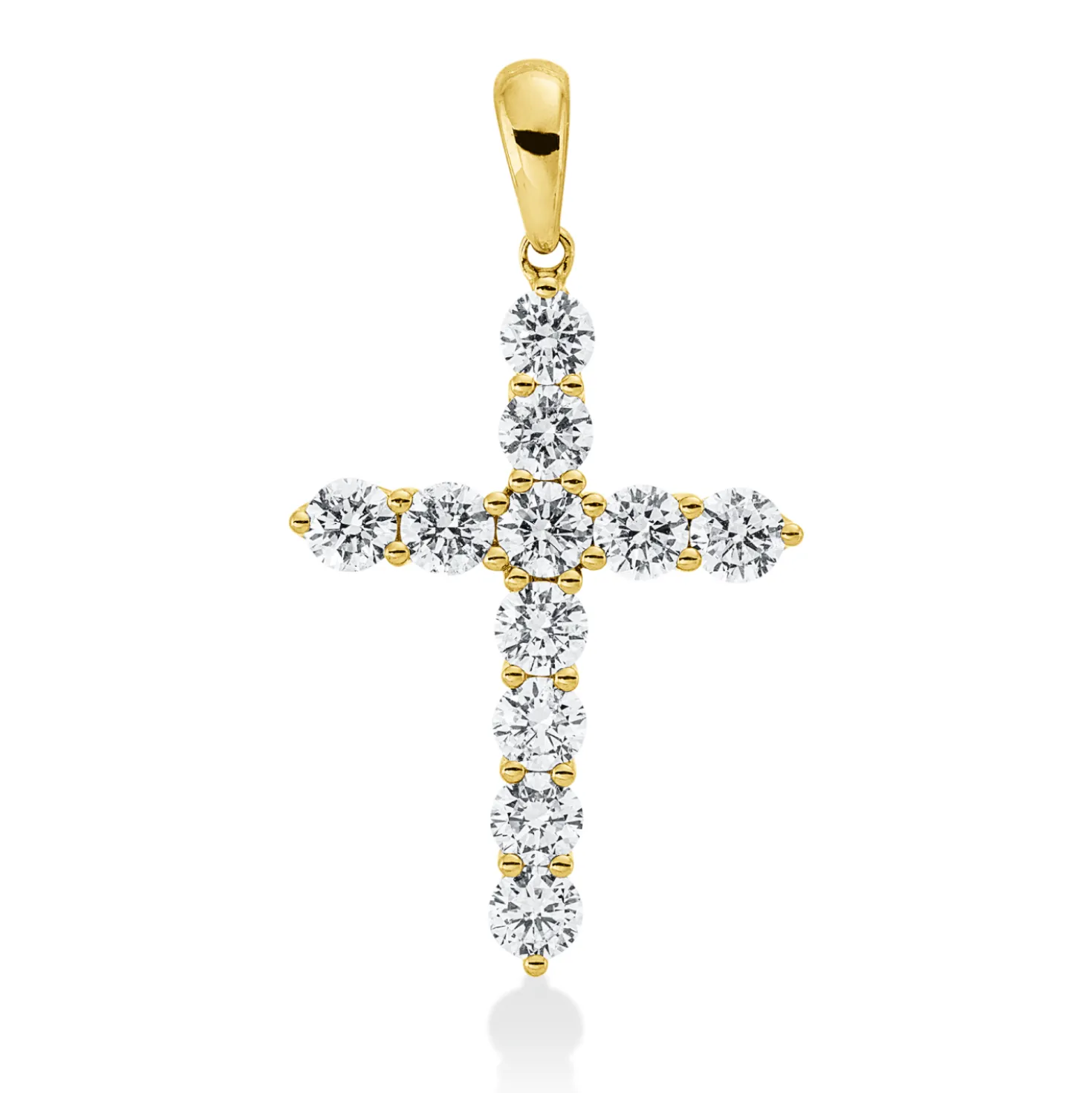 Anhänger Kreuz aus 750 Gelbgold 11 Brillanten 1,48ct F-VSI/SI 31,6x17,3mm mit Öse