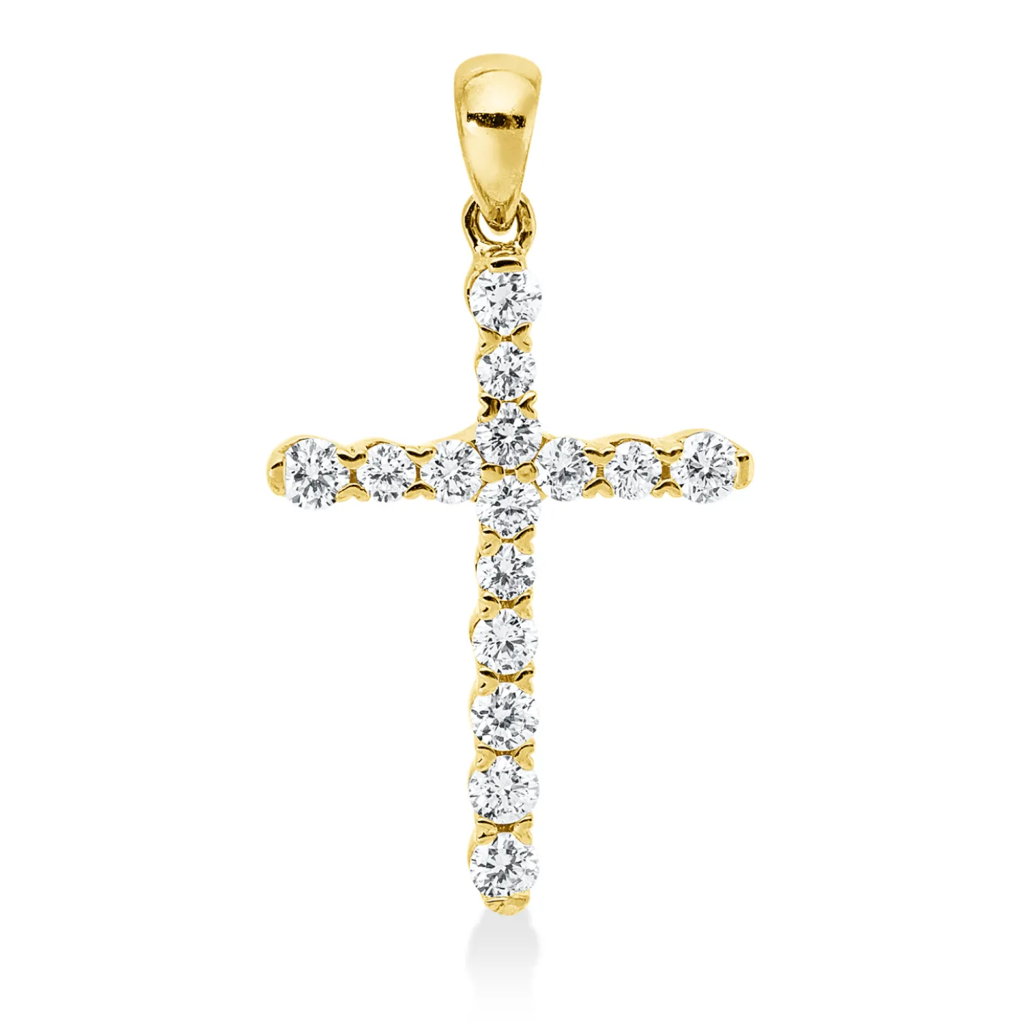 Anhänger Kreuz aus 750 Gelbgold 15 Brillanten 0,4ct TW-SI 24,5x13,7mm mit Öse