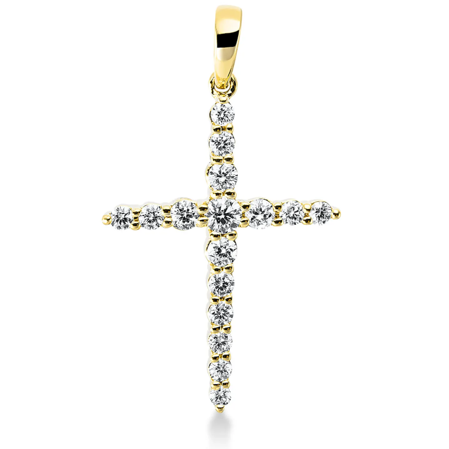 Anhänger Kreuz aus 750 Gelbgold 16 Brillanten 0,28ct TW-SI 21,9x13,8mm mit Öse