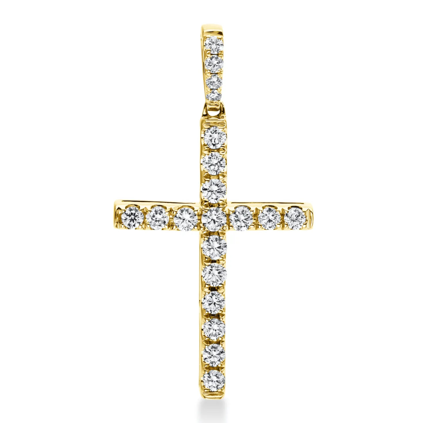Anhänger Kreuz aus 750 Gelbgold 20 Brillanten 0,49ct TW-SI 31,2x16,7mm mit Öse