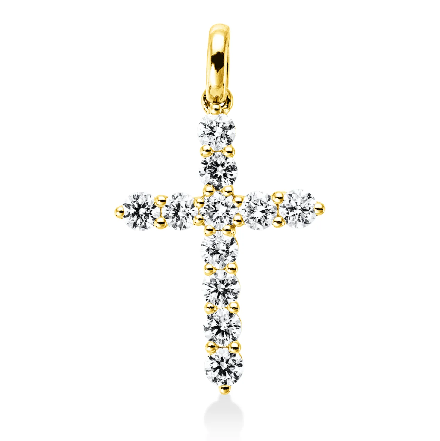 Anhänger Kreuz aus 750 Gelbgold 11 Brillanten 0,83ct TW-SI 25,5x14,6mm mit Öse