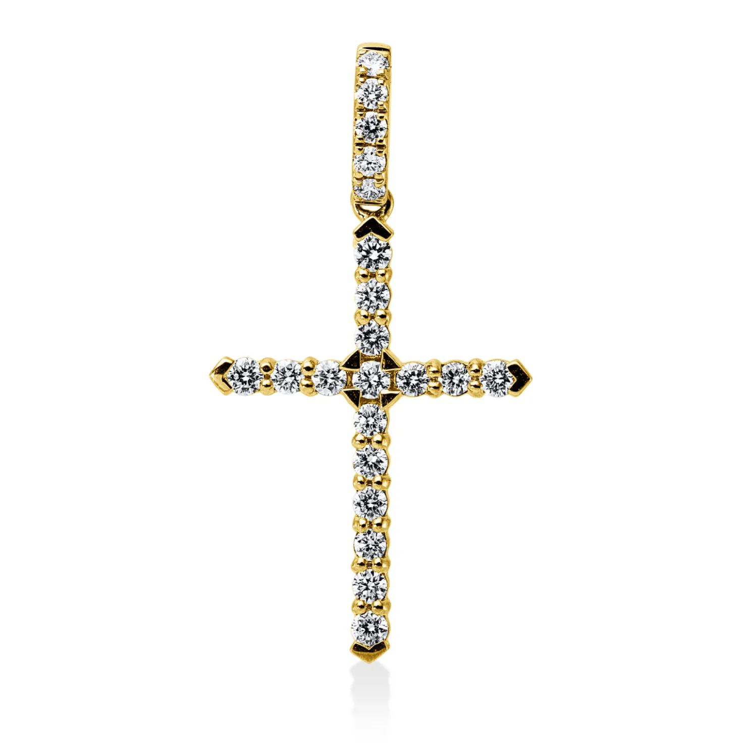Anhänger Kreuz aus 750 Gelbgold 21 Brillanten 0,38ct TW-VSI/SI 29,7x15,6mm