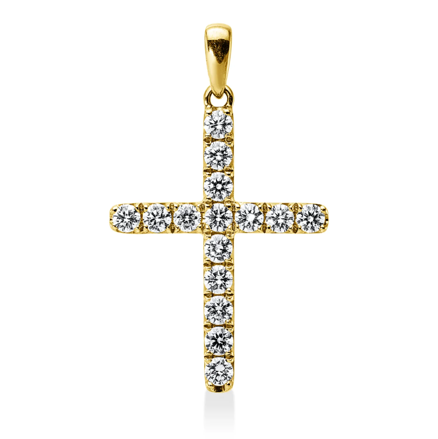Anhänger Kreuz aus 750 Gelbgold 15 Brillanten 0,98ct TW-VSI/SI 32,3x19,6mm