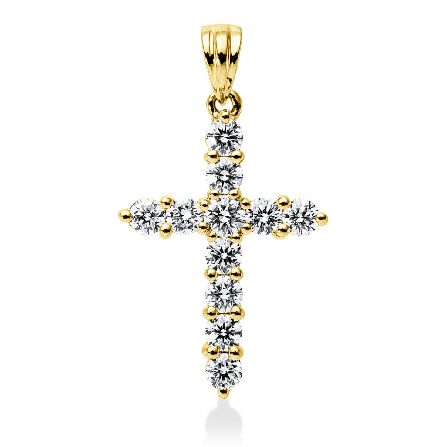 Anhänger Kreuz aus 750 Gelbgold 11 Brillanten 0,71ct TW-VSI/SI 25,1x14,1mm