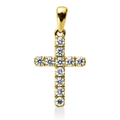 Anhänger Kreuz aus 750 Gelbgold 11 Brillanten 0,5ct TW-VSI/SI 24,8x13,1mm mit Öse