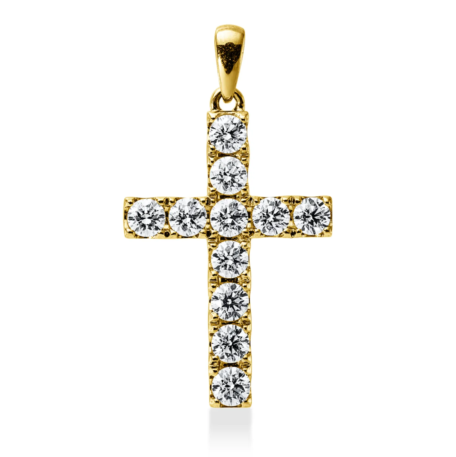 Anhänger Kreuz aus 750 Gelbgold 11 Brillanten 1,57ct TW-VSI/SI 31,6x18mm mit Öse
