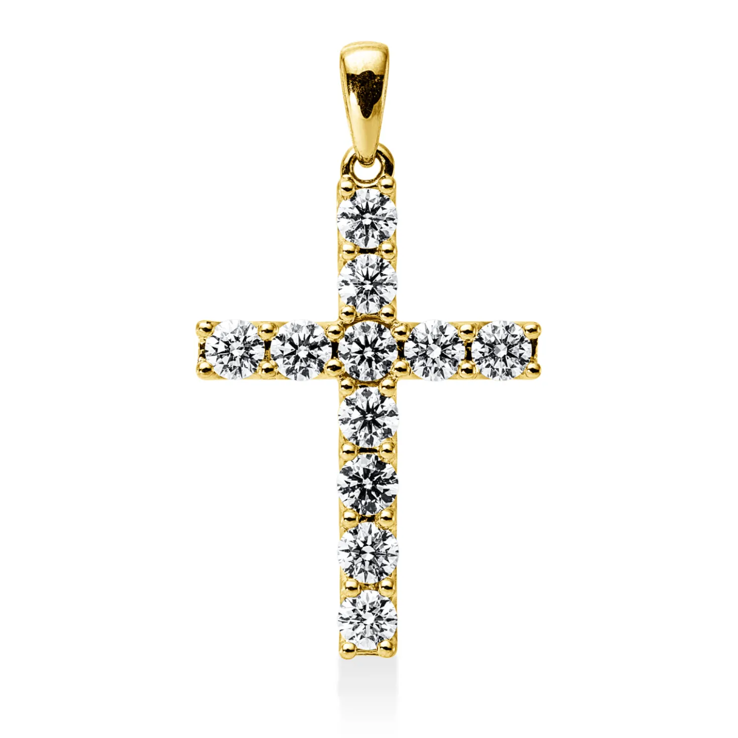 Anhänger Kreuz aus 750 Gelbgold 11 Brillanten 1,5ct TW-VSI/SI 33,1x18,6mm mit Öse