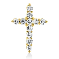 Anhänger Kreuz aus 585 Gelbgold 11 Brillanten 0,52ct W-SI/PI 17,5x12,8mm