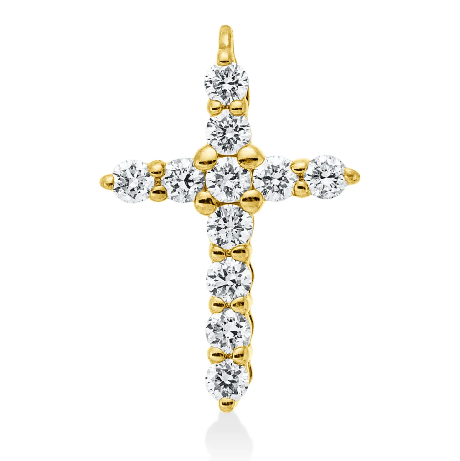 Anhänger Kreuz aus 585 Gelbgold 11 Brillanten 0,16ct W-SI/PI 13x8,5mm
