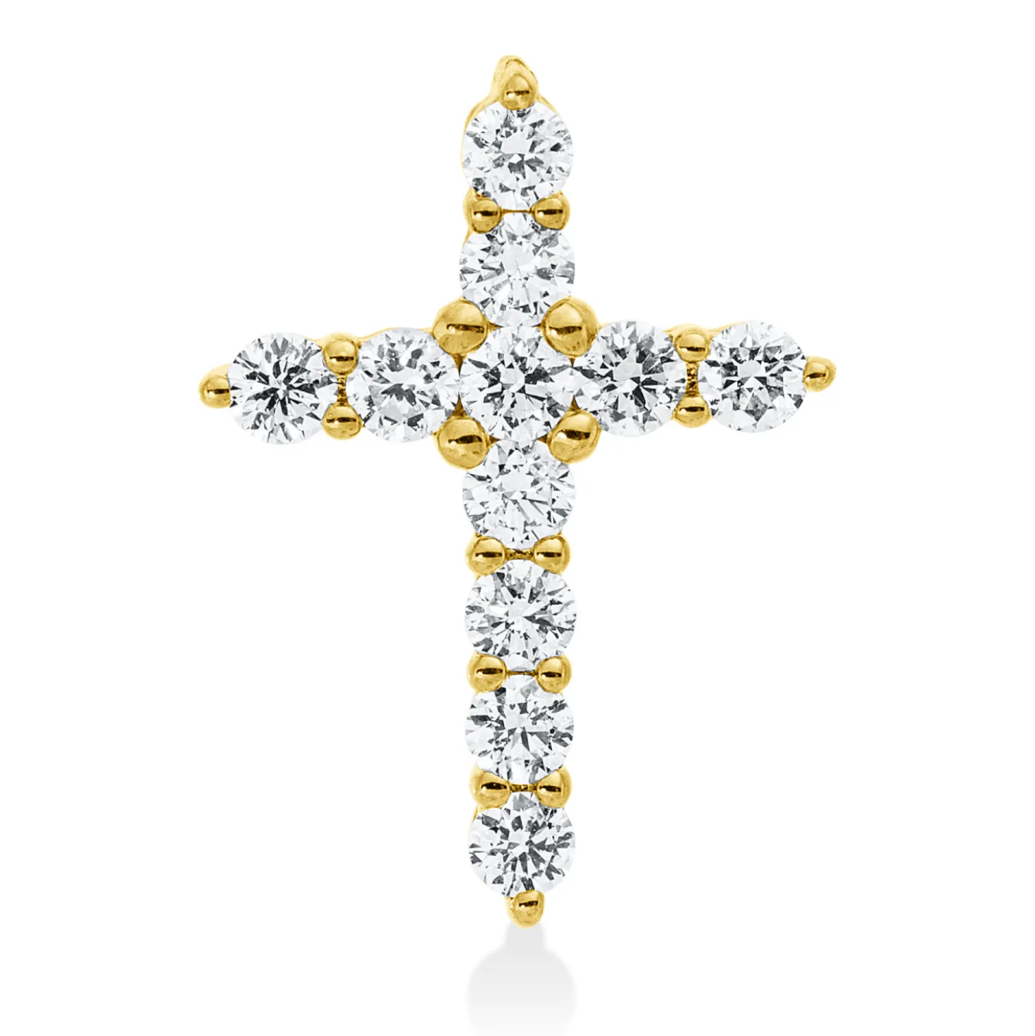 Anhänger Kreuz aus 585 Gelbgold 11 Brillanten 0,26ct W-SI/PI 13,8x10mm