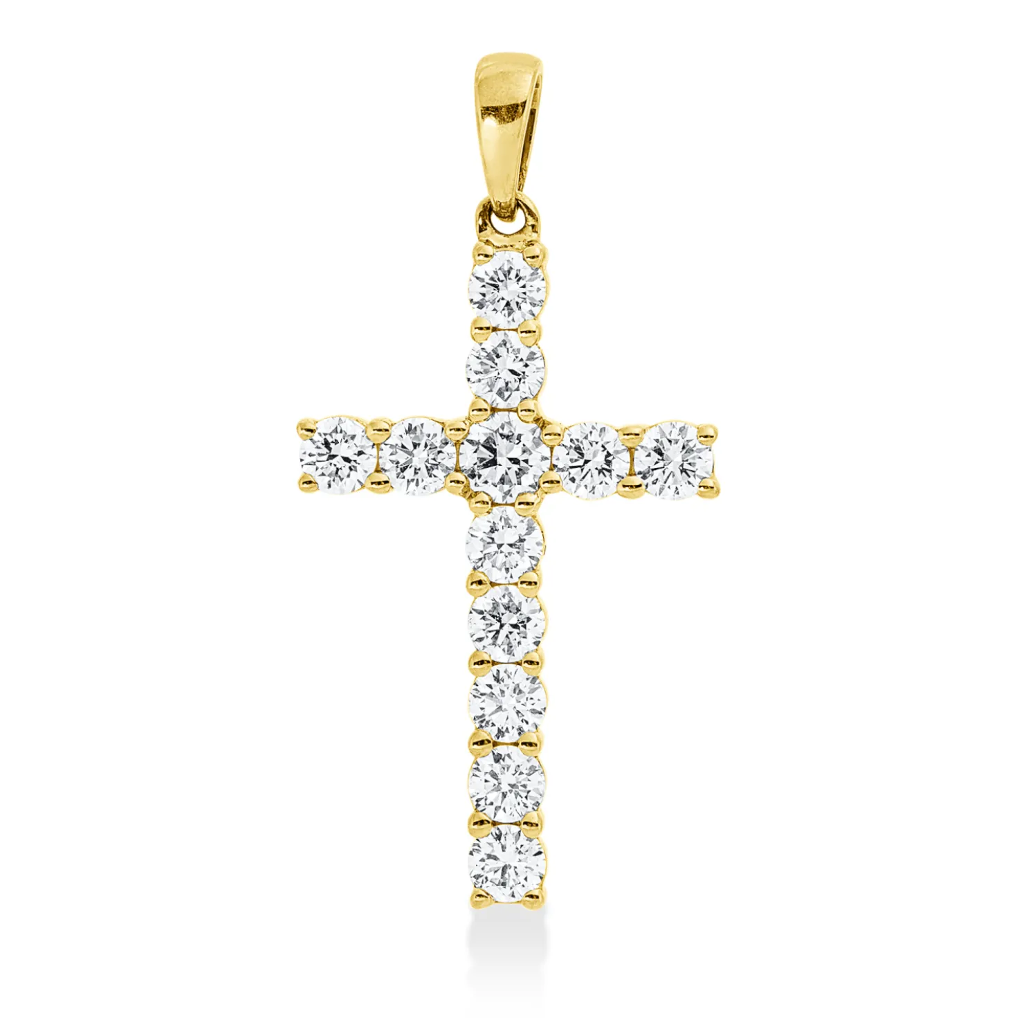 Anhänger Kreuz aus 750 Gelbgold 12 Diamanten 0,69ct TW-VSI/SI 26,5x13,2mm