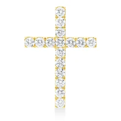 Anhänger Kreuz aus 750 Gold Gelbgold 16 Brillanten 1,18ct TW-SI 27x19mm