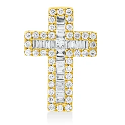 Anhänger Kreuz aus 750 Gold Gelbgold 65 Diamanten 0,35ct TW-SI 16x11mm