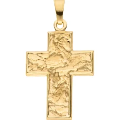 Anhänger Kreuz aus 333 Gold Gelbgold mattiert mit Struktur 23x15,1mm Goldkreuz