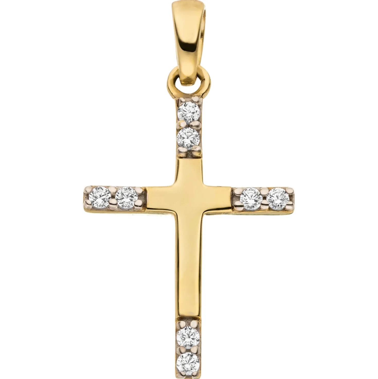 Anhänger Kreuz aus 333 Gold Gelbgold teilrhodiniert 8 Zirkonia 17,2x11,1mm