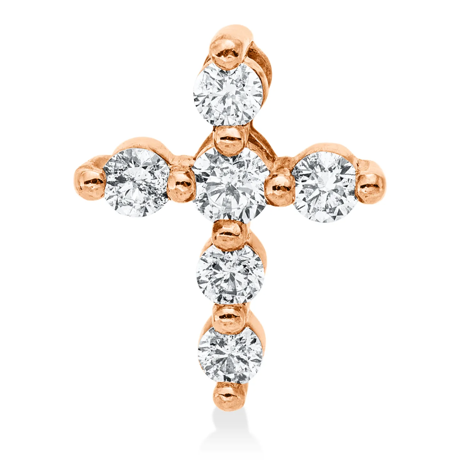 Anhänger Kreuz aus 585 Gold Rotgold 6 Brillanten 0,33ct W-SI/PI 13x10,4mm