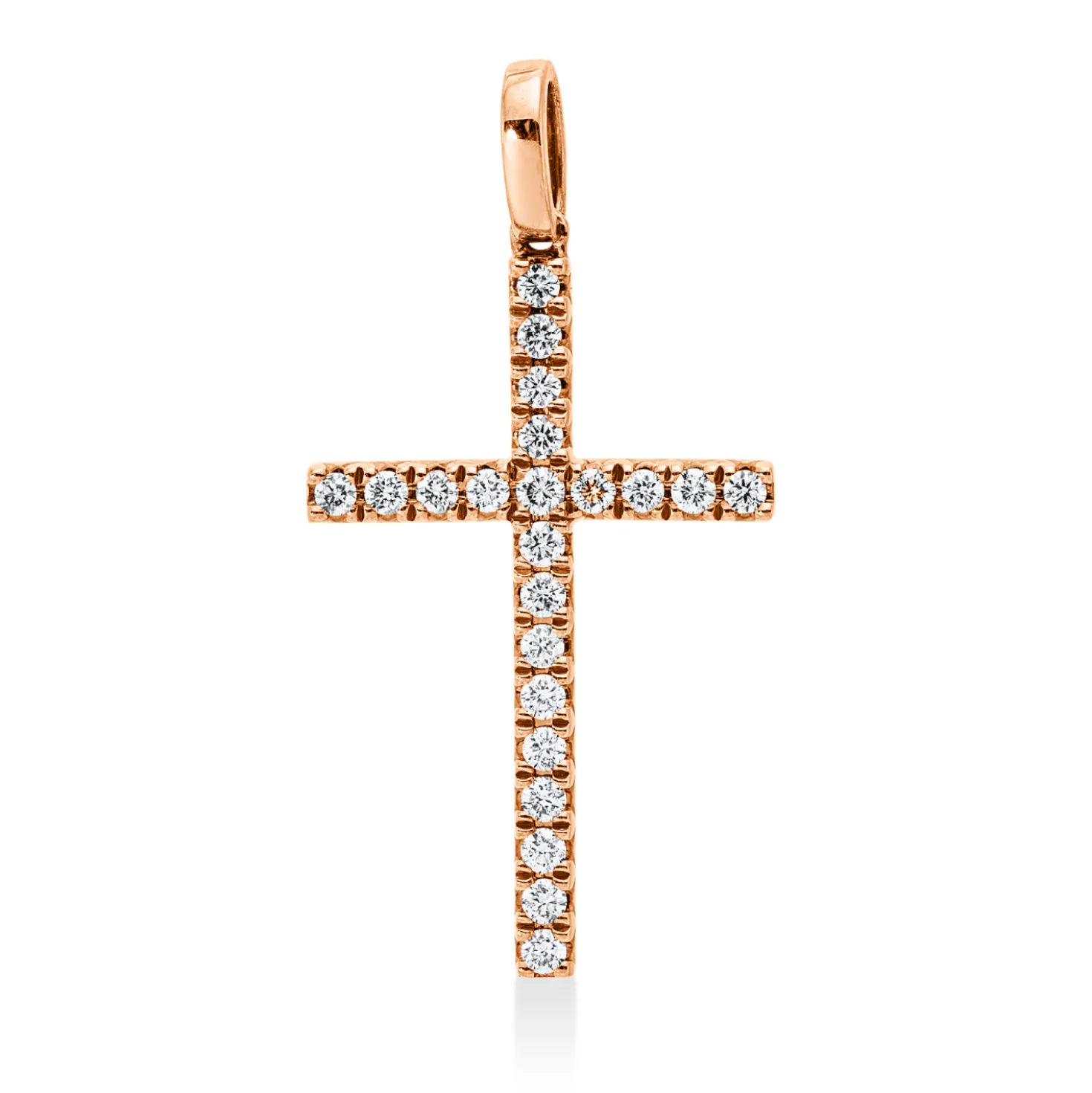Anhänger Kreuz aus 585 Gold Rotgold 22 Brillanten 0,32ct W-SI 31,8x16mm