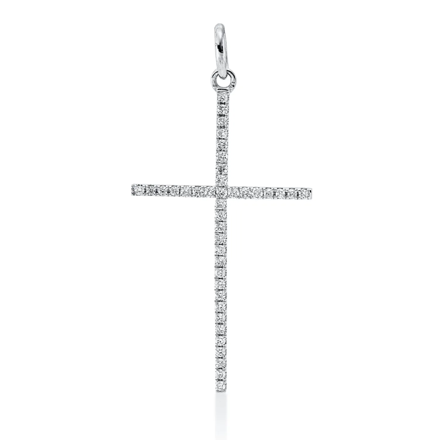 Anhänger Kreuz aus 750 Gold Weißgold 40 Brillanten 0,12ct TW-SI 30x15mm