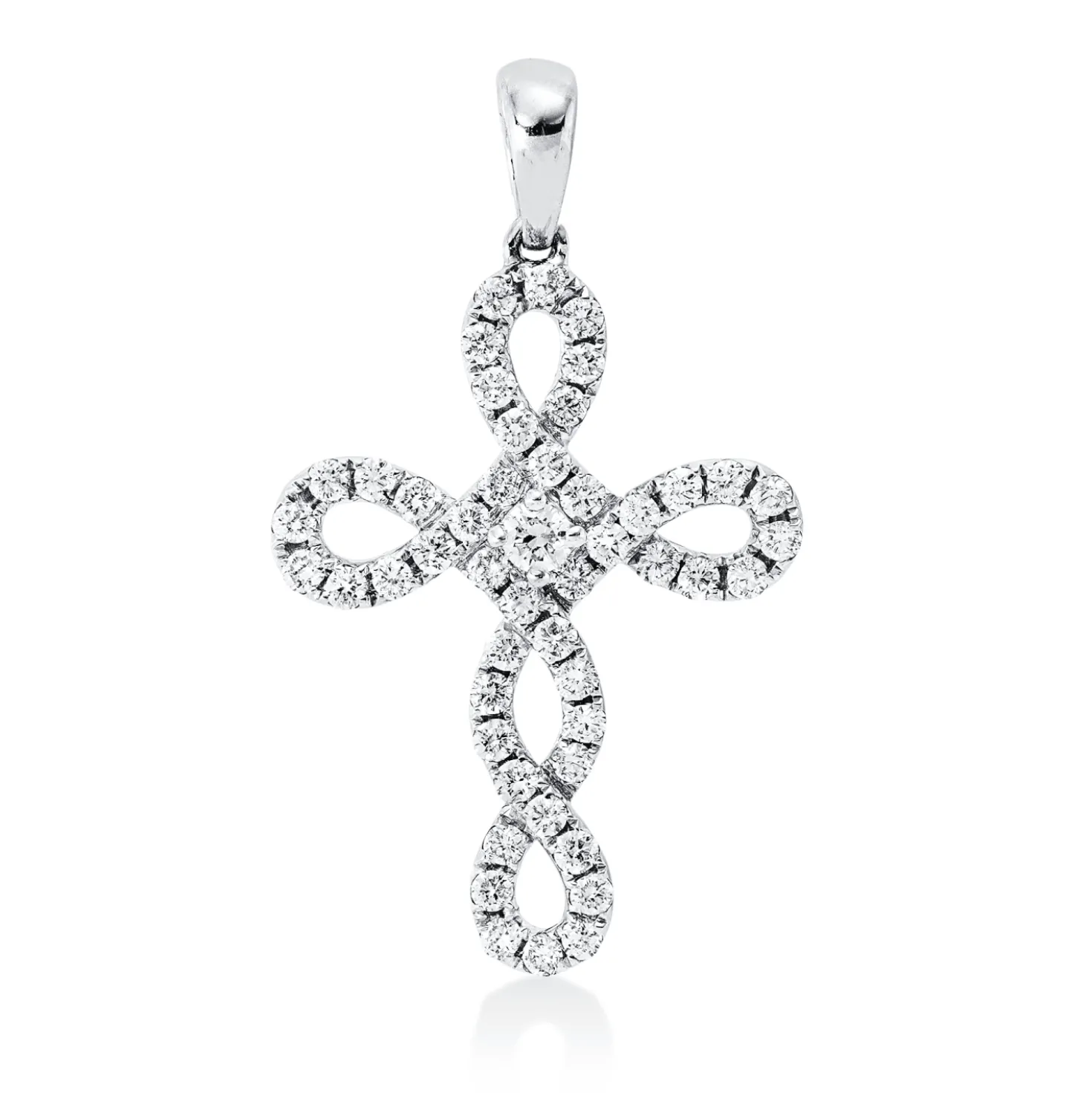 Anhänger Kreuz aus 750 Gold Weißgold 49 Diamanten 0,48ct TW-SI 28x16mm