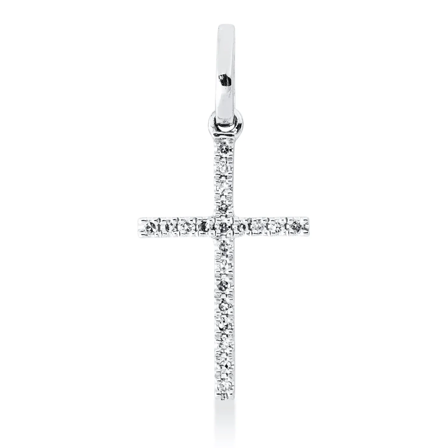 Anhänger Kreuz aus 750 Gold Weißgold 21 Diamanten 0,05ct TW-SI 21x9,7mm mit Öse