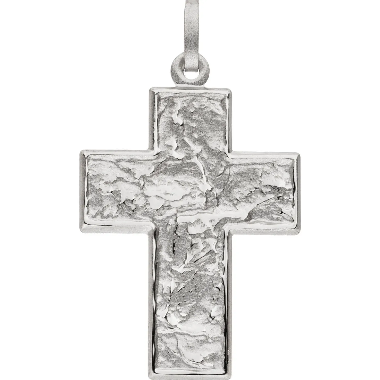Anhänger Kreuz aus 925 Silber rhodiniert mattiert strukturiert 33,8x22,6mm