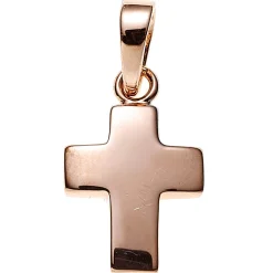 Anhänger Kreuz aus 925 Silber rotvergoldet glänzend schlicht 13,2x8,6mm