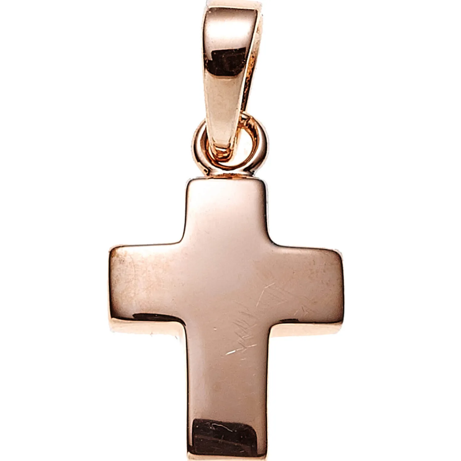 Anhänger Kreuz aus 925 Silber rotvergoldet glänzend schlicht 13,2x8,6mm
