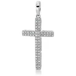 Anhänger Kreuz aus 750 Weißgold 60 Brillanten 0,14ct TW-PI 27,6x12,5mm mit Öse